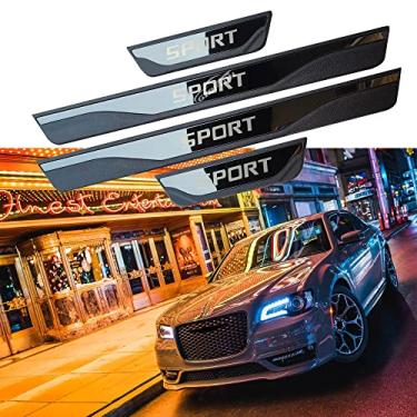 Imagem de GZBFTDH Acessórios de carro Protetor de peitoril da porta, para Chrysler 300 painéis de chute placa de proteção de soleira, protetor de entrada de porta de peças automotivas (preto)