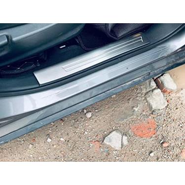 Imagem de GZBFTDH Acessórios de carro Protetor de peitoril da porta, para Nissan Kicks 2021 2022 Placa de proteção de soleira de proteção de entrada de porta de peças de automóveis (dentro, prata)