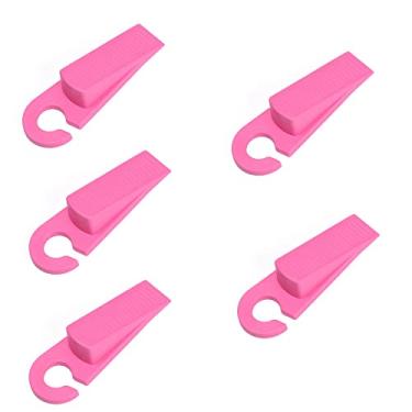 Imagem de SEIWEI Pacote com 5 batentes de porta de borracha para porta de cunha proteção para porta de chão lacunas protetor de segurança para escritório em casa (rosa)