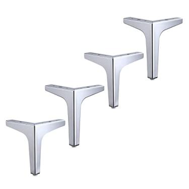 Imagem de Fenteer 4 x pés de móveis de metal de ferro para pés poltrona mesa de gabinete, prata, 10 cm