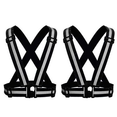 Imagem de ONESWI Colete refletivo de corrida ultraleve para corredor, colete de segurança refletivo ajustável de alta visibilidade para ciclismo noturno, caminhadas, corrida, caminhada de cachorro (2 peças pretas)