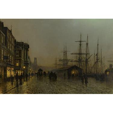 Imagem de Sábado à Noite em Glasgow Cidade Portuária na Escócia Pintura de John Atkinson Grimshaw Repro em Tela"canvas" ou Arte em Papel (Tela "Canvas", 55cm X 80cm)