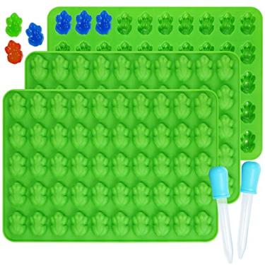 Imagem de Kamehame Moldes de Gummy Frog Molde de Gummie de Silicone Antiaderentes para Chocolate, Pacote com 3 com 2 Conta-gotas
