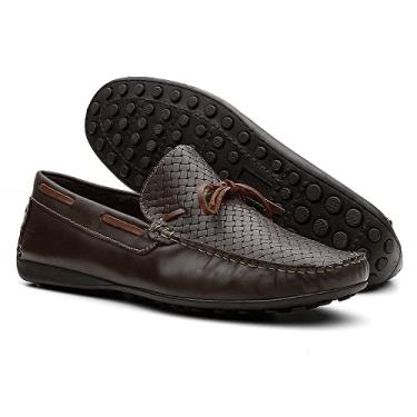 Imagem de Mocassim Masculino Couro Sapato Casual Clássico - Café - 38