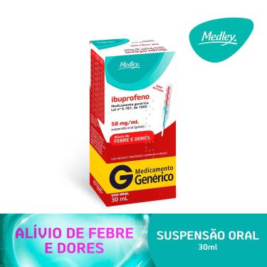 Imagem de Ibuprofeno 50mg/ml Suspensão Oral Sabor Frutas 30ml Medley Genérico 30ml