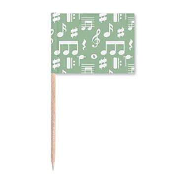 Imagem de Notas musicais brancas verdes Art Deco presente moda palito de dente marcadores decoração de festa