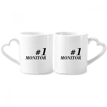 Imagem de Número 1 Monitor de Formatura Temporada Casal Conjunto de Canecas de Porcelana para Amante de Cerâmica Alça de Coração