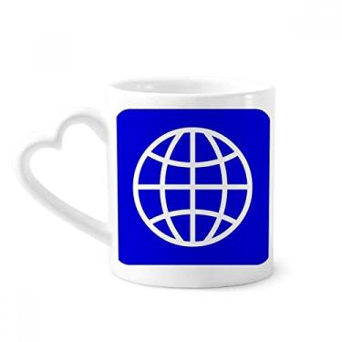 Imagem de Caneca azul terra quadrado marca de advertência caneca café cerâmica copo de coração de vidro