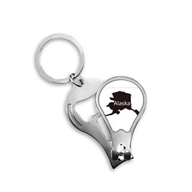 Imagem de Alaska USA Mapa Estrelas Listras Bandeira Cortador de Unhas Abridor Chaveiro Tesoura