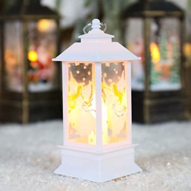 Imagem de Aditam lâmpada de vento retrô padrão de impressão de natal para casa luz noturna decoração de mesa de natal (pequeno anjo branco) Double the comfort