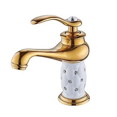 Imagem de Torneira de banheiro com acabamento em bronze antigo, pia de lavatório, torneiras de latão maciço, torneiras misturadoras de água de alça única, guindaste de banho, B, cromado