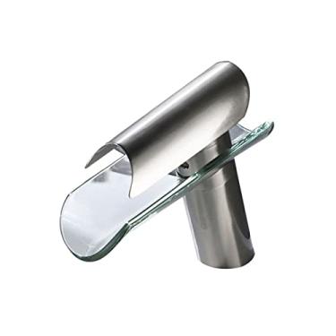 Imagem de Torneira de banheiro preta em cascata, quente e fria, torneira de guindaste, vidro para pia de banheiro, 5