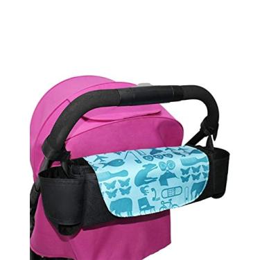 Imagem de Jashanz Organizador universal multifuncional para carrinho de bebê de grande capacidade, bolsa de armazenamento para cadeiras, viagens ao ar livre, mundo animal com alça de ombro livre (grande capacidade) 30 x 17 x 12 cm