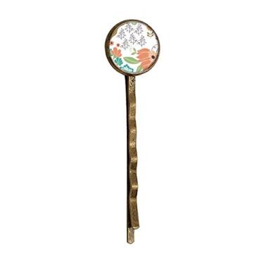 Imagem de White Orange Flower Plant Paint Retro Metal Hair Bobby Pin Headwear