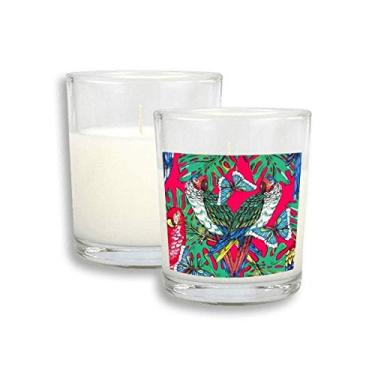 Imagem de Flor folha de pássaro rosa céu Happy White Candles cera de incenso perfumada de vidro