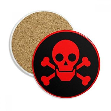 Imagem de Red Dangerous Chemical Radiation Toxic Symbol Coaster Cup Mug Tabletop Protection Absorve Stone