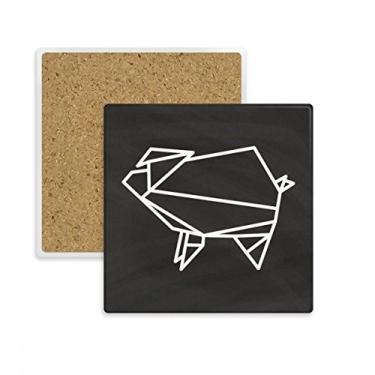 Imagem de Porta-copos de origami abstrato, formato geométrico, quadrado, porta-copos, caneca, suporte de subplaca, pedra isolante