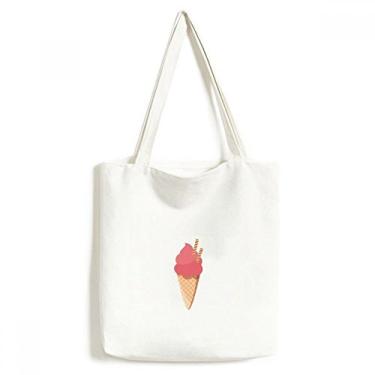 Imagem de Bolsa sacola de lona com cone de ovo de sorvete vermelho para compras, bolsa casual