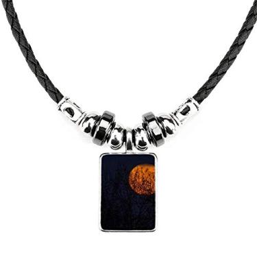 Imagem de DIYthinker Red Shadow Planet Nebulae Colar azul joia Torque corda de couro pingente