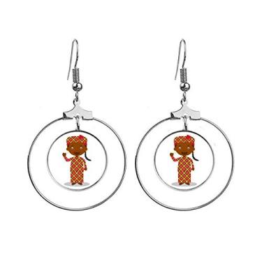 Imagem de Brincos pretos Wild Mali desenho art déco presente fashion brincos pendurados argola joia círculo gota