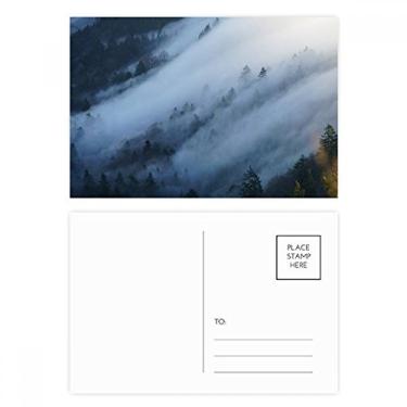 Imagem de Conjunto de cartão postal Fog Forest Mist Clouds Mountain Nature Cartão de felicitações de aniversário