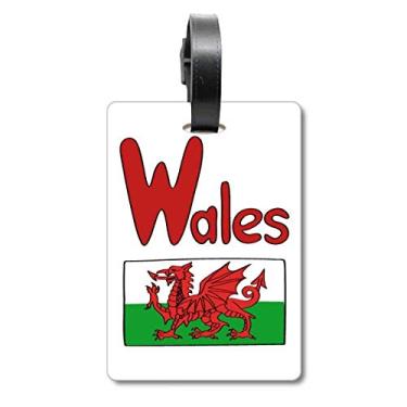 Imagem de Bandeira nacional do País de Gales com estampa verde vermelha etiqueta de bagagem para cartão de bagagem