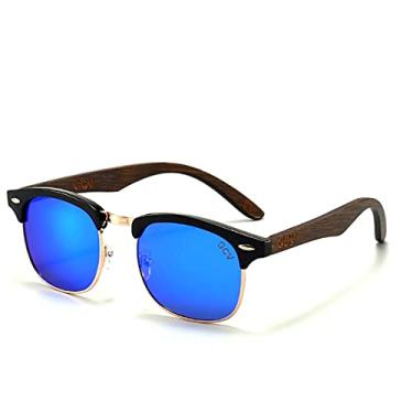 Imagem de Óculos de Sol Hastes de Madeira Browline GCV Polarizados Proteção UV400 (C5)