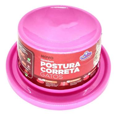 Imagem de Comedouro Postura Correta Rosa para Gatos - Tam. P