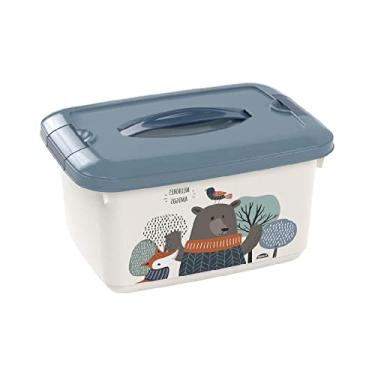 Imagem de Caixa Organizadora Infantil Plasútil 5,2L c/ Alça e Trava Bichinhos Azul - 13404