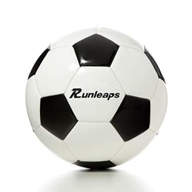 Imagem de Bola de futebol tamanho 3 para crianças, Runleaps bolas de treino de futebol preto + branco tamanho tradicional 3 bolas de futebol para crianças, jovens, adolescentes, ao ar livre e interno, bomba de bola não incluída