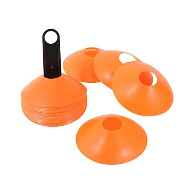Imagem de Equipamento de treinamento esportivo de cone de disco plástico com transportadora, pacote com 24 (laranja, 5 polegadas)