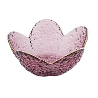 Imagem de Bowl de Cristal Martelado com Borda Dourada Taj Flor Rosa 12cm x 6cm - Wolff