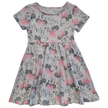 Imagem de Disney Vestido infantil infantil Princesa Minnie Mickey Mouse Moana Ariel Cinderela Bela Frozen Skater, Cinza, 4 Anos
