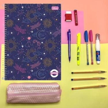Imagem de Kit Material Escolar Feminino Essencial Com Caderno De 10 Matérias Til