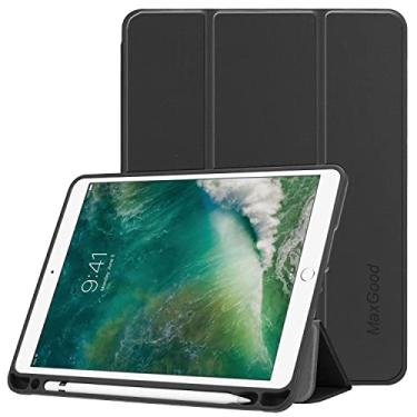 Imagem de Capa Smart Case Compatível Para Ipad 5-6 2017-2018 A1822;A1823;A1893;A1954 (Preto) Leve, PU de qualidade,Anti-impressões digitais,Resistente a arranhões,Com Suporte Caneta