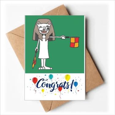 Imagem de DIYthinker árbitro de handebol indica bandeira dos desenhos animados cartões de casamento parabéns envelopes de saudação