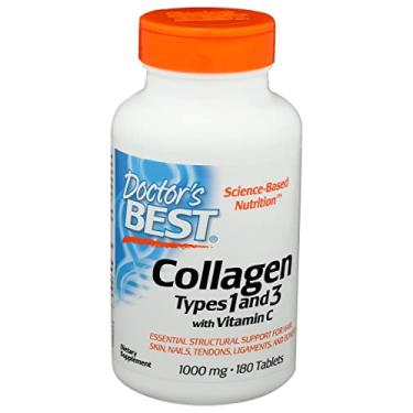 Imagem de Doctor's Best Colágeno puro tipos 1 e 3, não OGM, vegano, 180 comprimidos (pacote com 1)