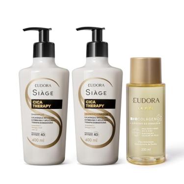 Imagem de Eudora Combo Shampoo Cica-Therapy 400ml + Condicionador Cica-Therapy 400ml + Óleo de Banho La Piel 200ml