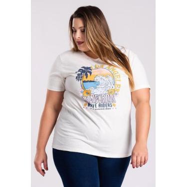 Imagem de T-Shirt Feminina Plus Size Algodão C/ Estampa "Wave Riders Its Summer