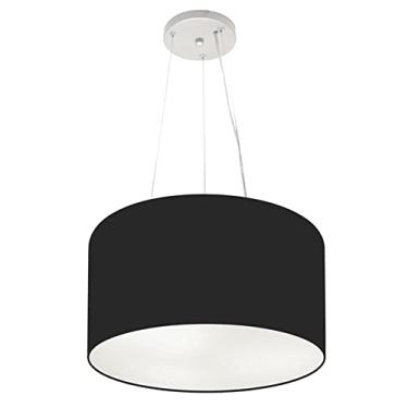 Imagem de Lustre Pendente Cilíndrico Cúpula Tecido 40x25 cm, Vivare Iluminação, Pendente4182 PR, Preto, Médio