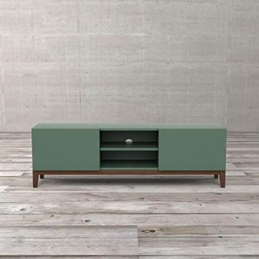 Imagem de Rack com 2 Portas Klein Imbuia e Verde 160cm