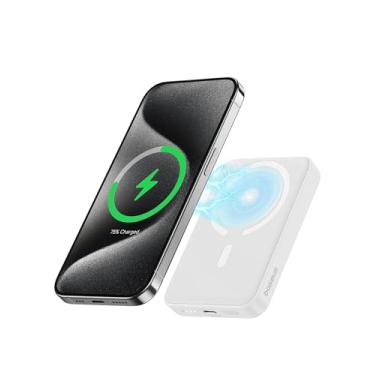 Imagem de Carregador Portátil MagSafe Power Bank, Baseus Wireless Magnético com Cabo Tipo-C 20W PD Carregamento Rápido (Branco, Milliamp Hours, 10000)