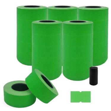 Imagem de Motex 1 etiqueta de linha - 25.000 etiquetas verdes em branco para armas de preço e data com 1 rolo de tinta, serve para MX-5500 e Perco 1 linha preço e armas de data