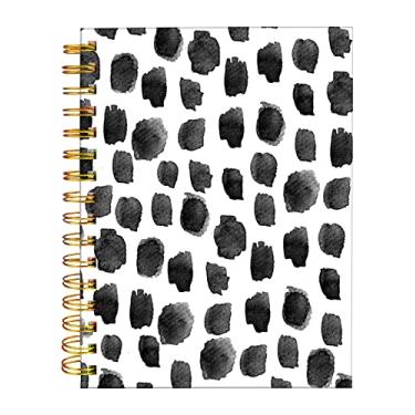 Imagem de iampanda Caderno espiral de jornal, forte encadernação de fio duplo com papel premium para mulheres meninas, lindos 60 folhas A5 Caderno/Diário pautado pela faculdade, perfeito para presentes escolares em casa, bolinhas pretas