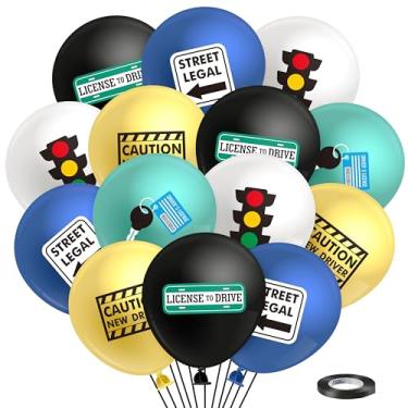 Imagem de K1tpde Driver License Balloons Decorations - 50PCS 12 Inch Rubber Latex Balloons Bouquet with Traffic Lights Traffic Signs Keys Assorted Colors Balloons for Kids Traffic Themed Birthday Party Supplies