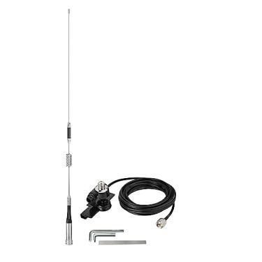 Imagem de Rádio amador veicular antena de rádio móvel VHF UHF carro caminhão rádio amador antena de rádio bidirecional com suporte fixo para lábio PL259 macho 5m 5 m cabo RG58