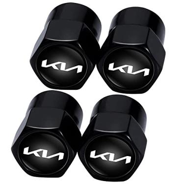 Imagem de Tampas de haste de válvula de pneu de carro de metal compatíveis com KIA NIRO Rio Sportage Sorento Soul Stinger Seltos Cadenza K900 Forte Todos os modelos Tampa de roda, tampas de válvula de ar acessórios de decoração de estilo 4 peças