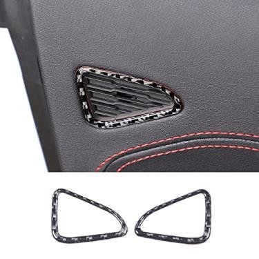 Imagem de Daeiclru 2 peças de adesivo de acabamento de moldura de alto-falante de porta de carro de fibra de carbono real compatível com Corvette C8 Stingray Z06 Z51 2020-2023, acessórios de acabamento de capa