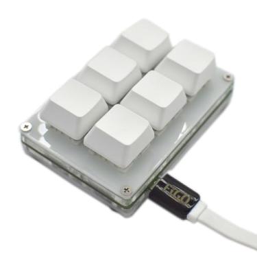 Imagem de MOOKEENONE Teclado de controle multimídia Plug & Play, Plug & Play, 6 teclas HID padrão faça você mesmo, teclado mecânico programável por USB