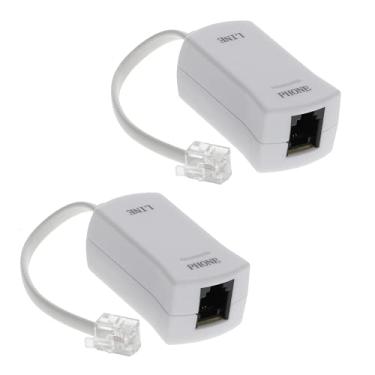 Imagem de InstallerParts Filtro de telefone de modem DSL - para eliminação de interferência e bloqueador de ruído estático | para secretária, máquina de fax, telefones fixos sem fio | pacote com 2, filtro de telefone DSL branco